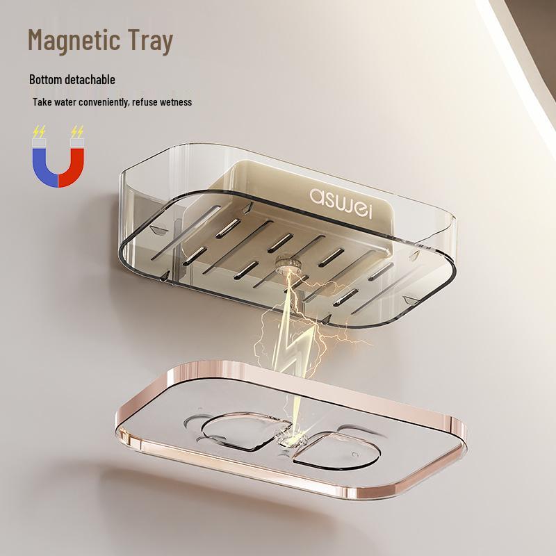 Wall-Mounted Double-Layer Soap Rack: Punch-Free, High-End Bathroom Storage Solution