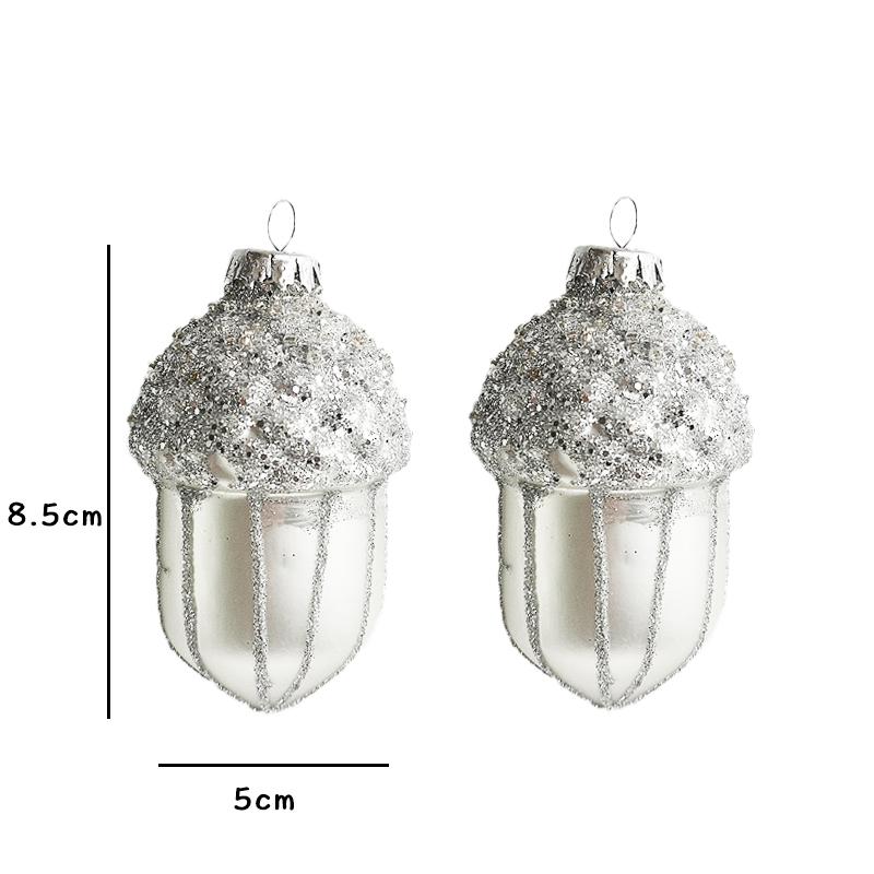 Acorns Silver Tinsel Christmas Tree Ornaments Hanging Glass Decorations Christmas Toys Xmas Gadget 2025 New Year Winter