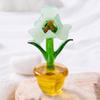 Mini Glass Flower Figurine Transparent Hand Blown Faux Crystal Flower Bouquet In Pot for Birthday Mother's Day Wedding Women Mom Office Home Table