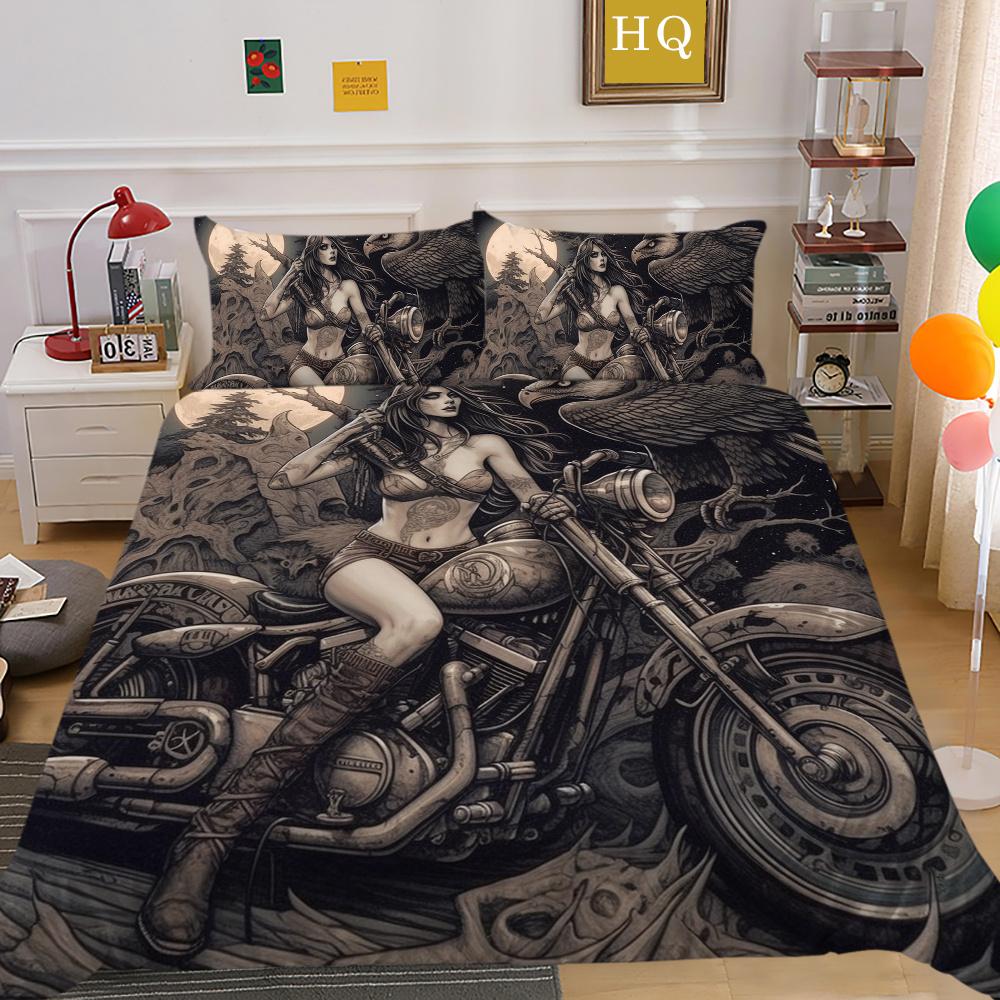Beauty Skull Printed Bedspreads King Size Microfiber Bed Set Cover Teen Cool Design Comforter Cover Set