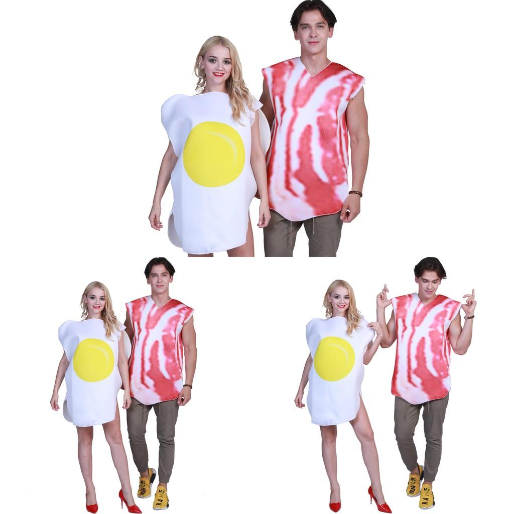 Halloween Eggs Bacon Couple Costume Set With Composite Material For Cosplay And Stage Performance