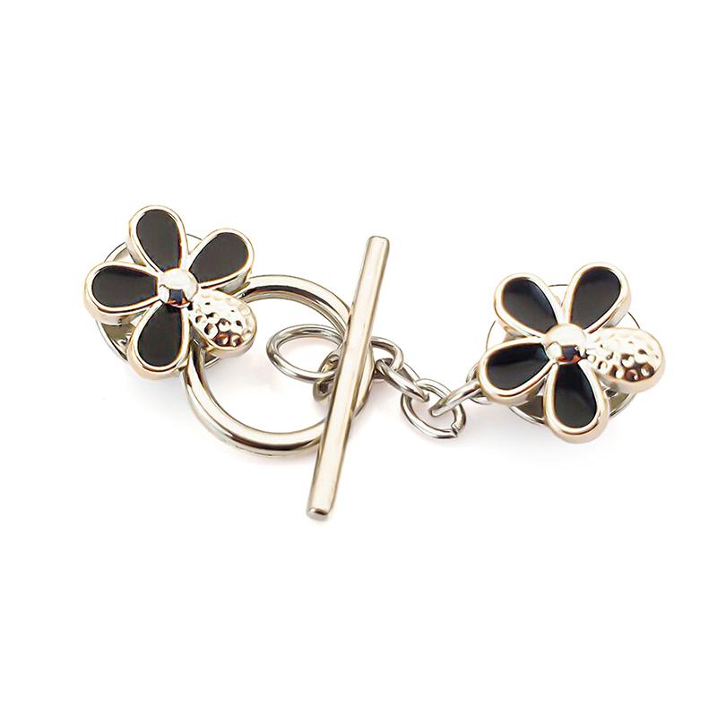 Anti-Light Brooches French Pearl Flowers Chain Brooch Removable Nail-Free Neckline Fixed Pin Coat Decorative Buckle