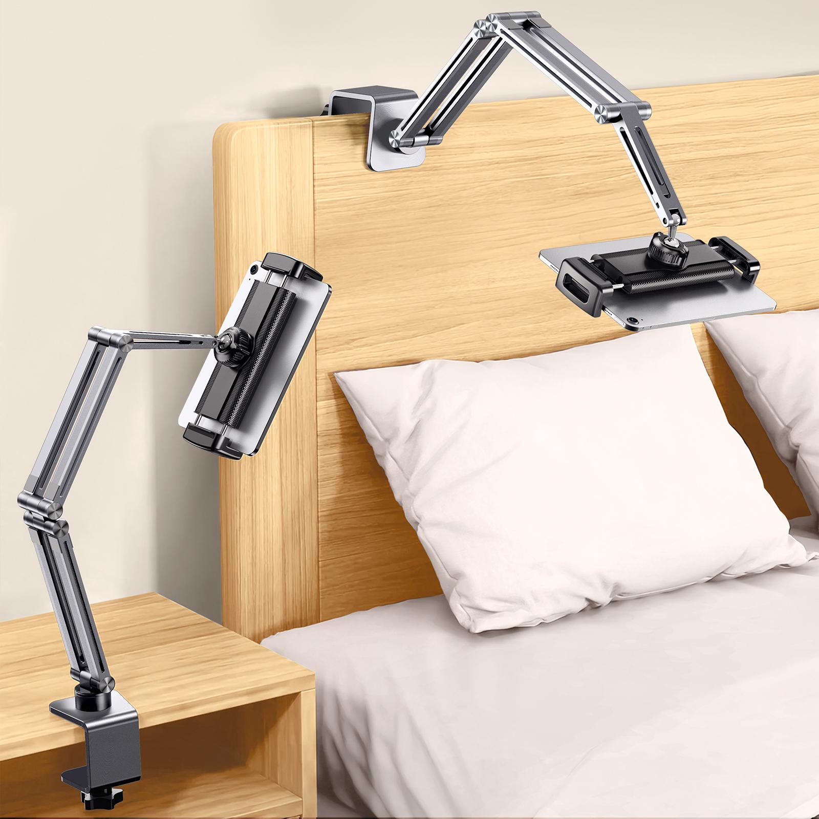 

Eary Bedside Clip Phone Tablet Holder Multi-Angle Adjustable Overhead Lazy Bracket Metal Long Arm Stand Fit For 4-12.9 Inch Ipad серебряный