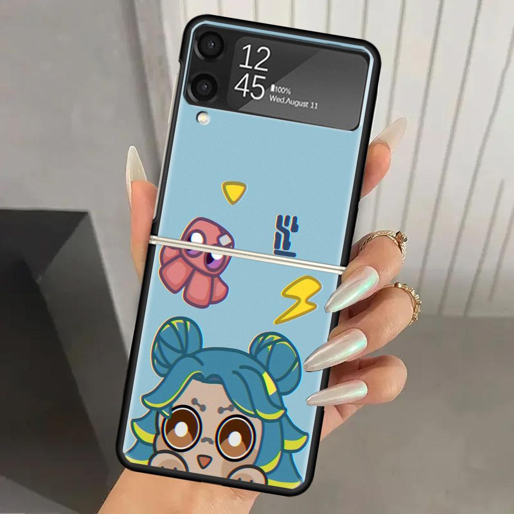 Game Valorant Cute Hard PC Phone Case For Samsung Galaxy Z Flip 7 6 5 4 3 Black ZFlip7 ZFlip6 Flip5 Flip4 Flip3 5G Print Cover G