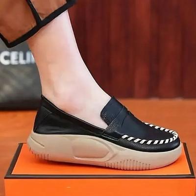 Mocasines Casuales de Suela Gruesa para Mujer Antideslizantes 2024 Primavera Otoño Nuevos Cómodos de Suela Blanda Bloque de Color Zapatos para Mujer