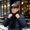 Winter New Color Matching Forward Hat Cold and Warm Men's Middle-aged and Elderly Peaked Hat Old Man Ear Protection Cowhide Hat