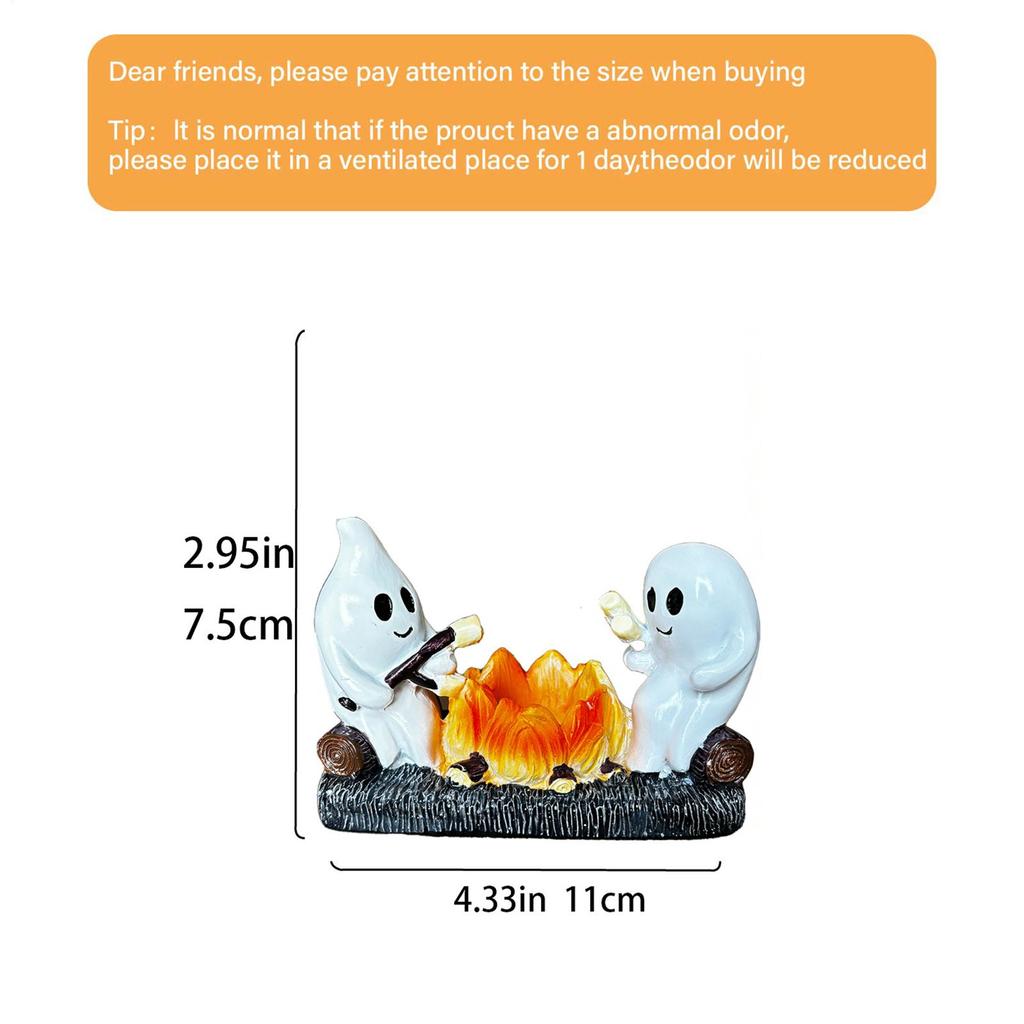 Ghost Campfire Statues Halloween Desktop Ghost Campfire Statue 3D Printed Cute Ghost Ornaments Statues Halloween decoration