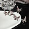 Red Flame Butterfly Jewelry Set Personality Ring Premium Brooch French Style Cold Wind Earrings