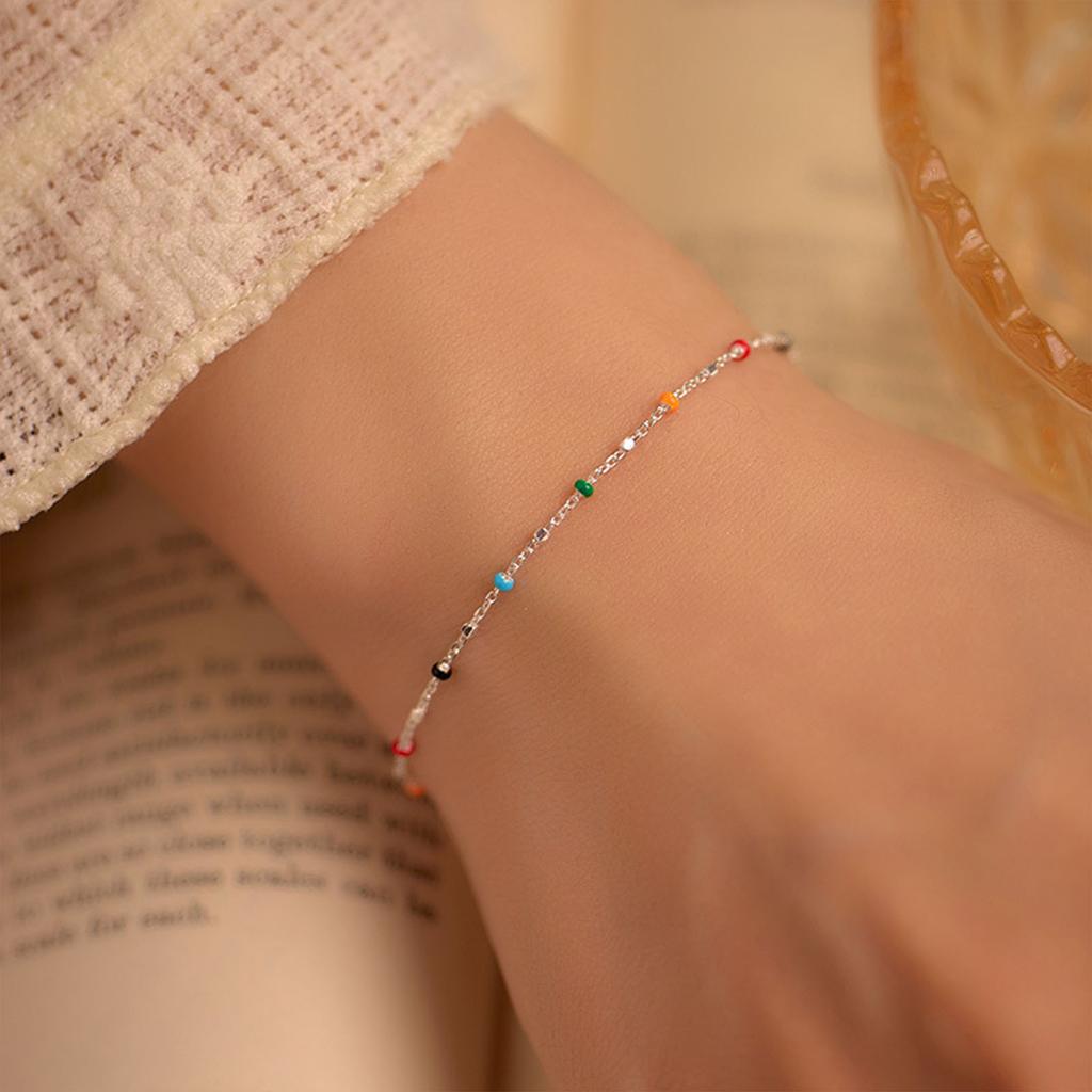 Copper Dopaamine Colored Bean Bracelet Women's Popular INS Summer Niche Thin Fashion Jewelry Trendy Accessory