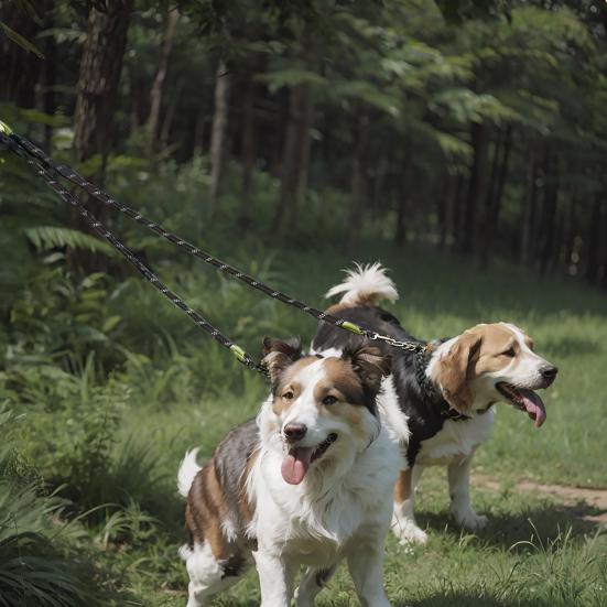 Double Dog Leash 360-degree Swivel Tangle-free Dual Dog Leash Walking
