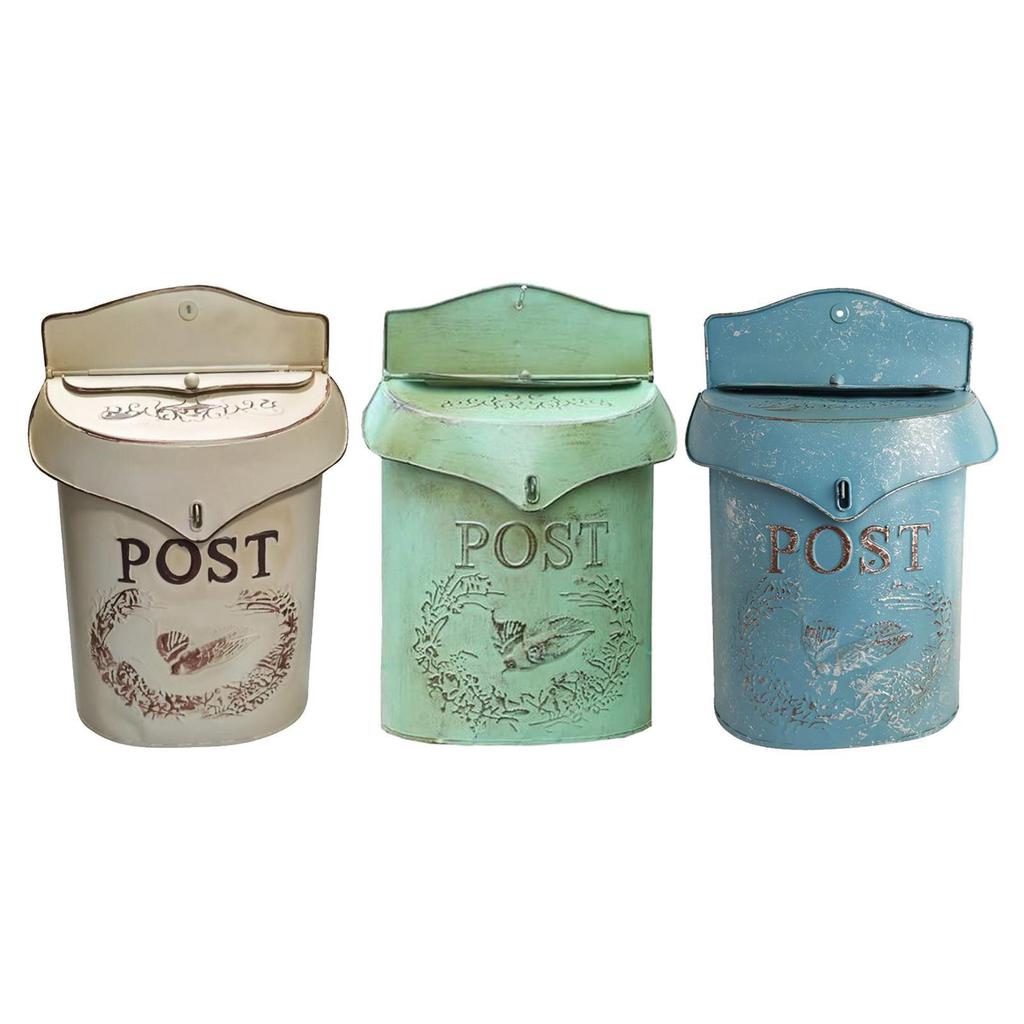 Retro Rural Wall Mounted Mailbox Farmhouse Metal Post Letter Box Garden