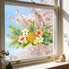 Tropical Pineapple Flower Static Cling Wall Sticker No Residue for Kitchen Decor