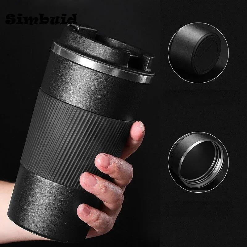 380 ml 510 ml Edelstahl-Kaffeetasse Thermobecher Garrafa Termica Cafe Copo Termico Caneca Rutschfeste Reise-Auto-Isolierflasche