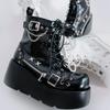 Gothic Style Platform Vampire Cosplay Women Mid-calf Boots Winter Wedges Comfy Women Motorcycle Boots Shoes