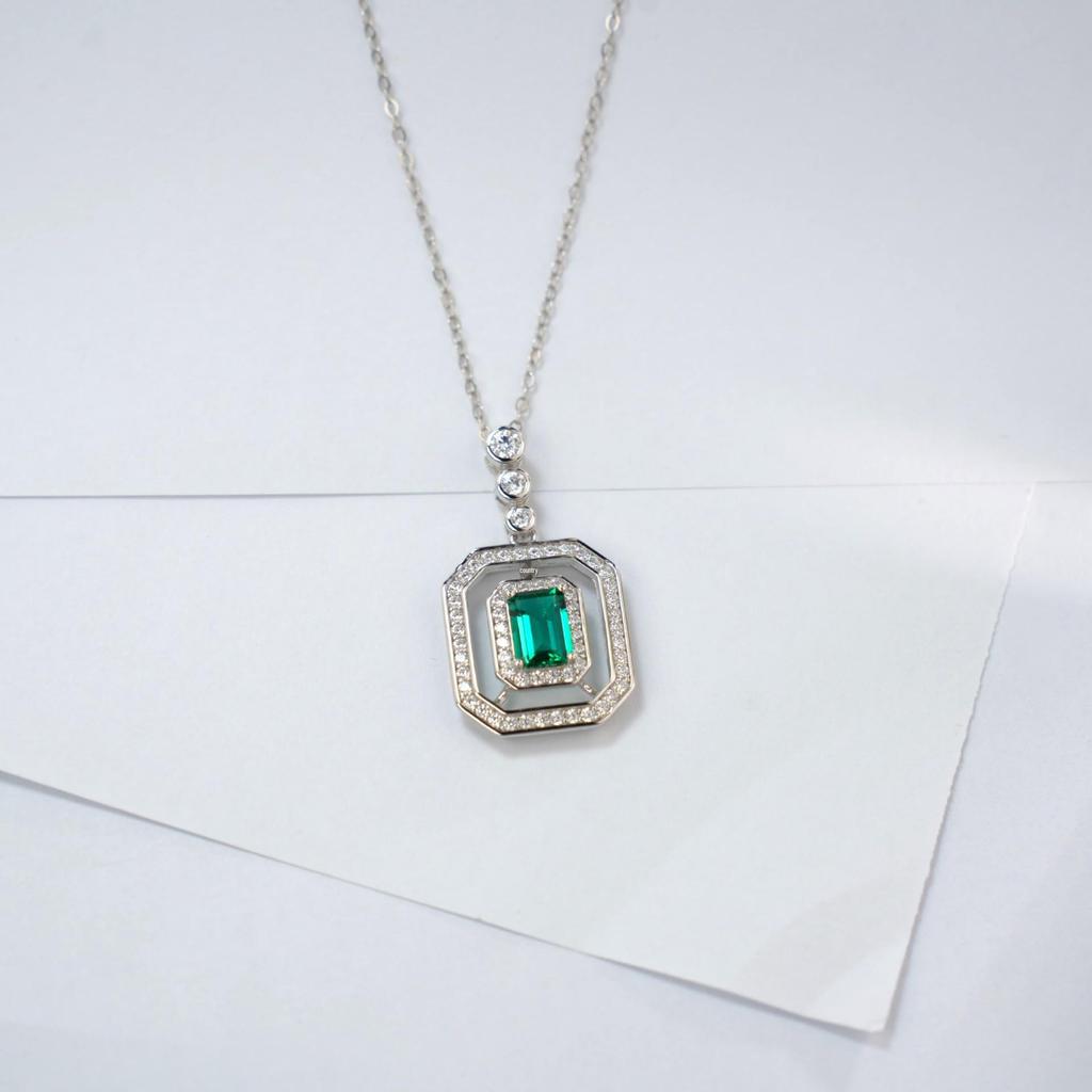 S925 Sterling Silver Cultured Pearl Necklace for Women - Square Design, Retro Fashion, Light Luxury, High-End Feel