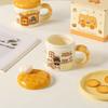 Cute Waffle Mug Good Looking Souvenir Bread Ceramic Cup with Lid  Office Girl Gift Water Cup