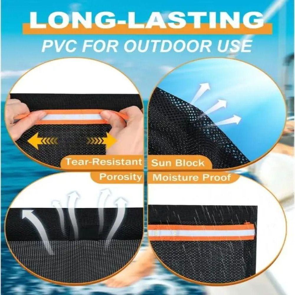 with Reflective Strips Boat Storage Mesh Bag Portable Deck Storage Pouch  for Fishing