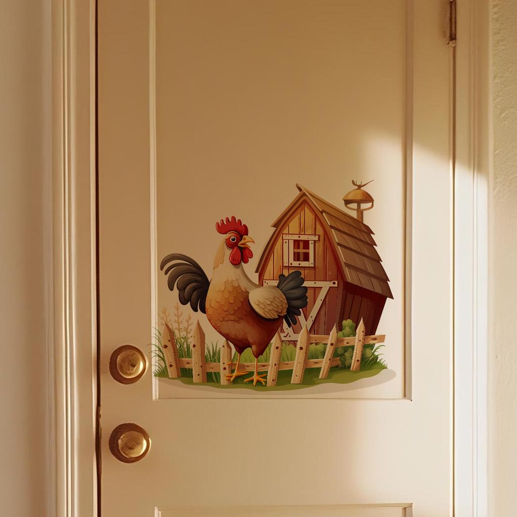 Cartoon Farm Animals Wall Sticker PVC Self-Adhesive Removable for Kitchen Bedroom Living Room Background Wall Home Decor Art