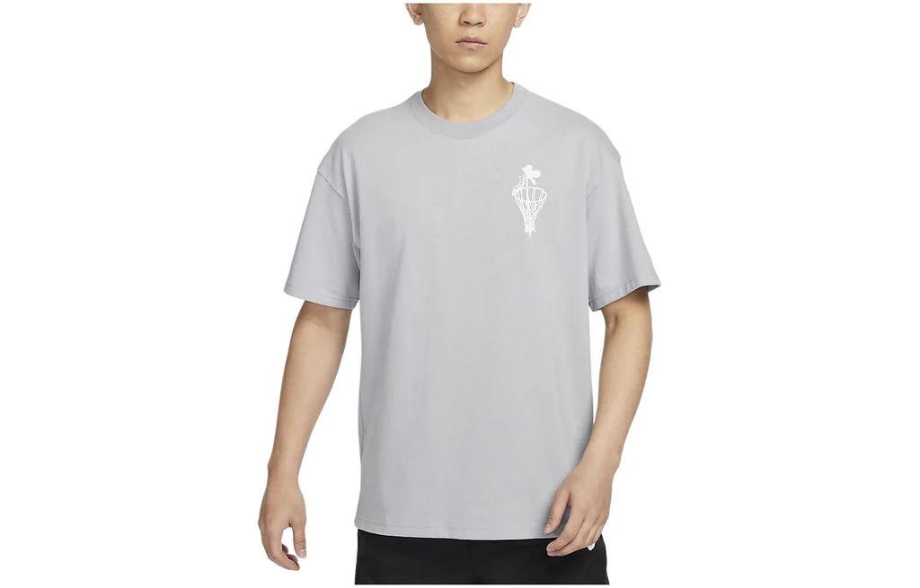 Nike T Shirts Men's Wolf Gray Crew Neck Moderate Straight Fit FQ4899-012