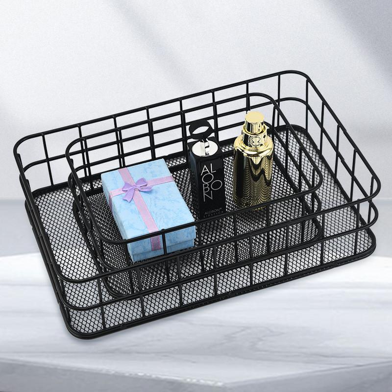IJzeren Make-up Organizer Mand Met Gaas Voor Badkamer En Bureau Opslag