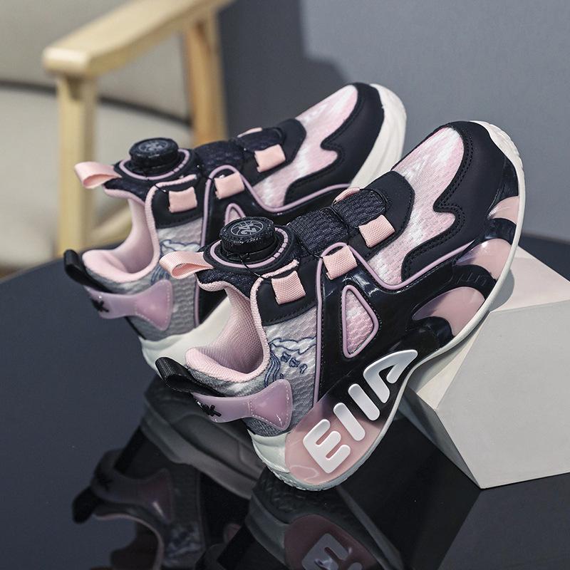 Classmate Summer Mesh Breathable Sneakers Middle-aged and Older Children 2025 Spring and Autumn Rotating Buckle Girls Pink Running Sneakers
