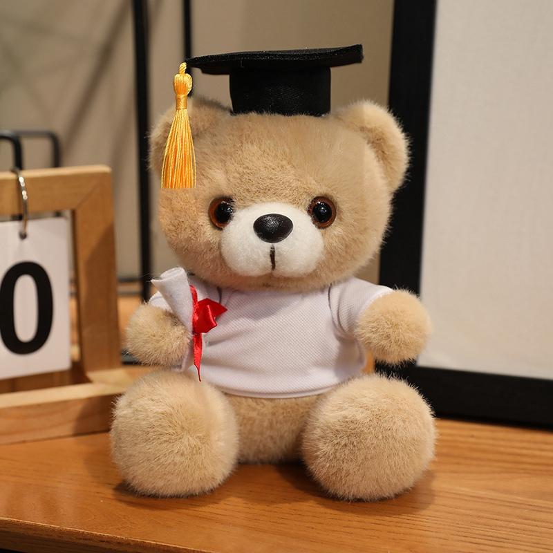 Children's Teddy Bear Doll Doctor Hat Design Plush Toy for Birthday Gift Polyester PP Cotton Mesh Embroidered Stress Relief