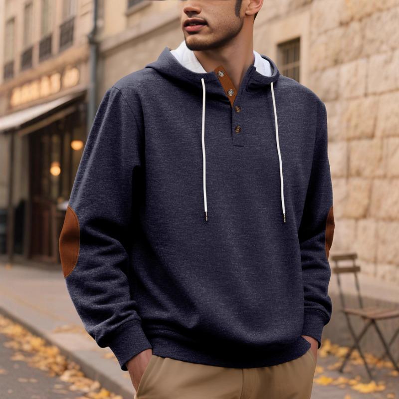 Men's Casual Composite Loose Pullover Solid Color Hooded Embroidered Sports Thickened Autumn and Winter Sweatshirt