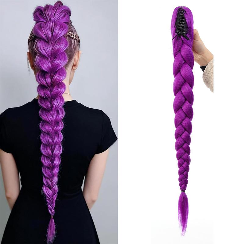 Witch Hunting Group Purple Braid Wig, Lumi Style With Large Clip And High Ponytail
