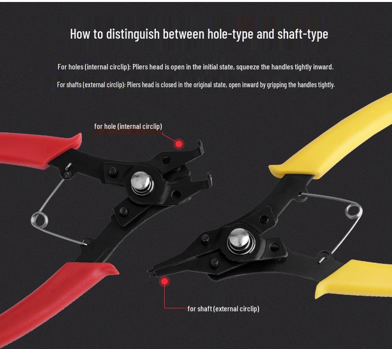 Large Size Multifunctional Four-in-One Circlip & Snap Ring Pliers Set for Internal/External Use