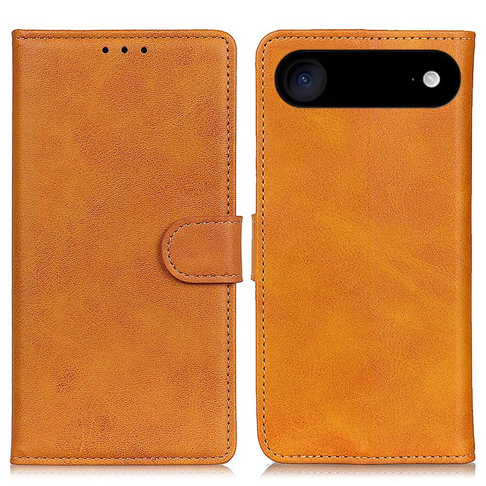 

For iPhone 17 Air Case Cowhide Texture Leather Wallet Stand Phone Cover Brown
