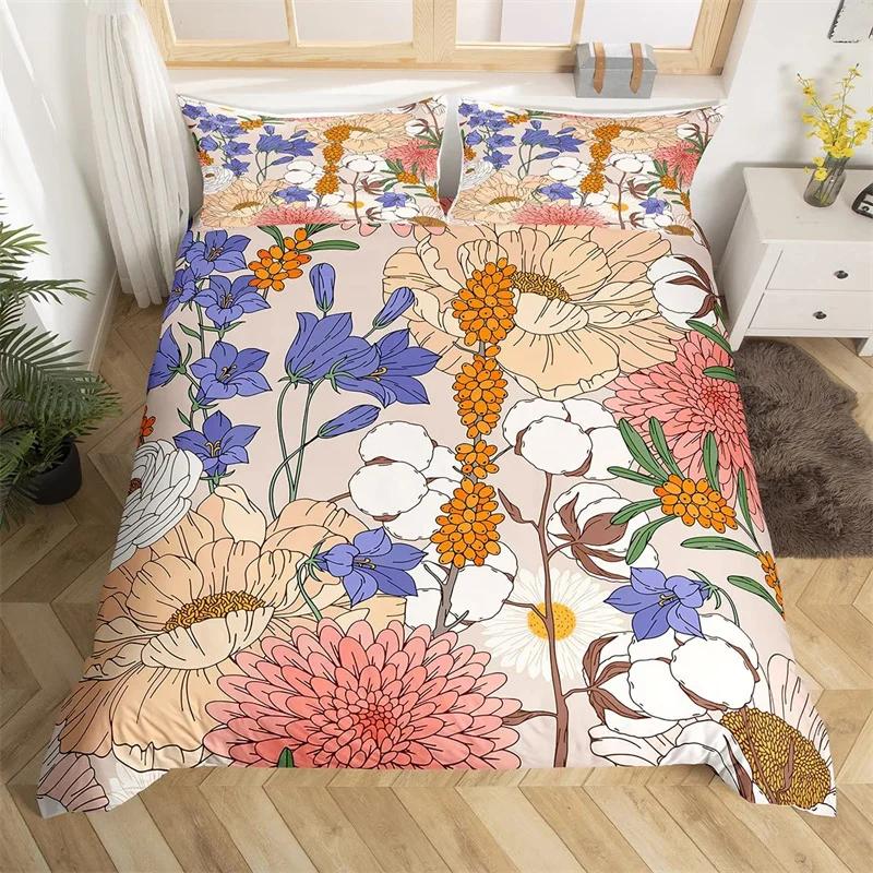 

Chrysanthemum Blosom King Soft Duvet Cover Abstract Buterfly Rose Warm Comforter Cover Microfiber Red Mon Rustic Farmhouse Beding Set 135*200cm Eu-Single