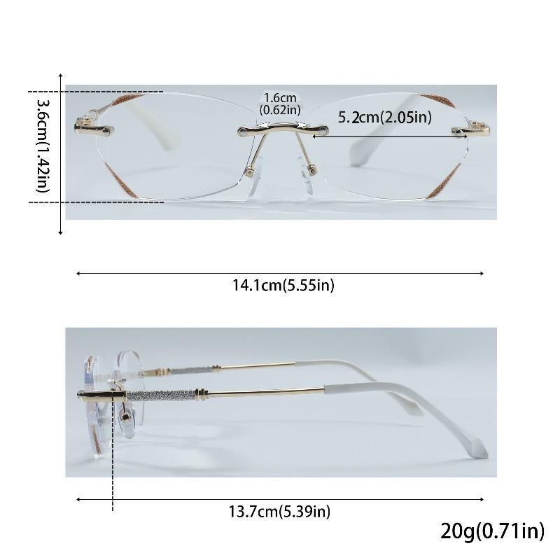2PCS Elegant Frameless Diamond Cut Edge Glasses For Women High-Definition Anti-Blue Light Anti-Fatigue Glasses