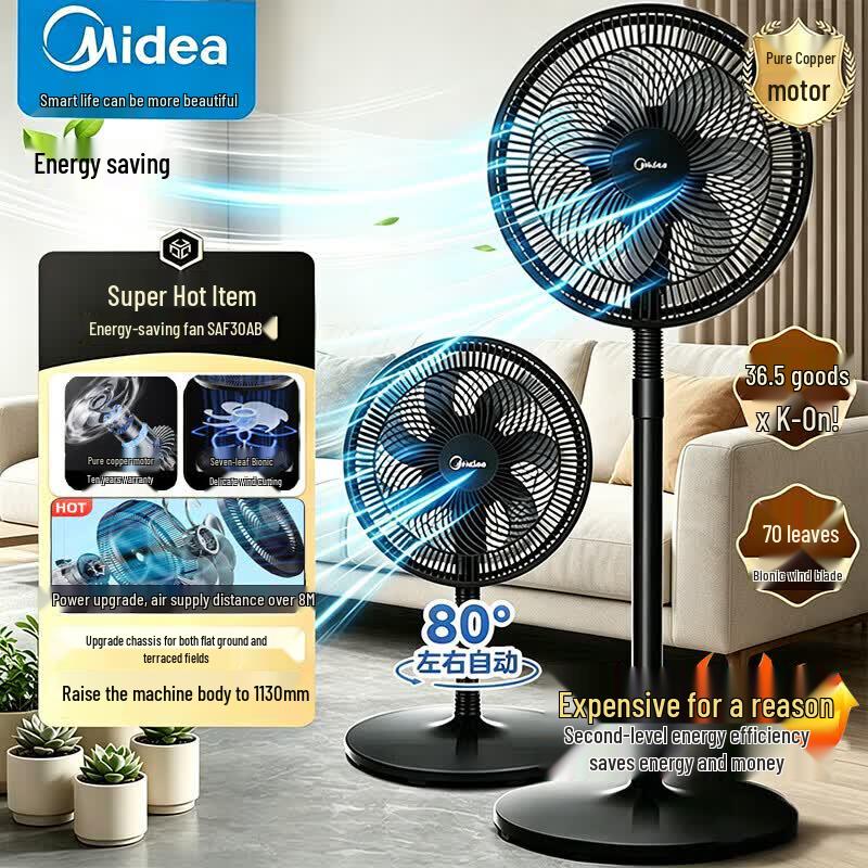 Midea 7-Blade Quiet Oscillating Pedestal Fan