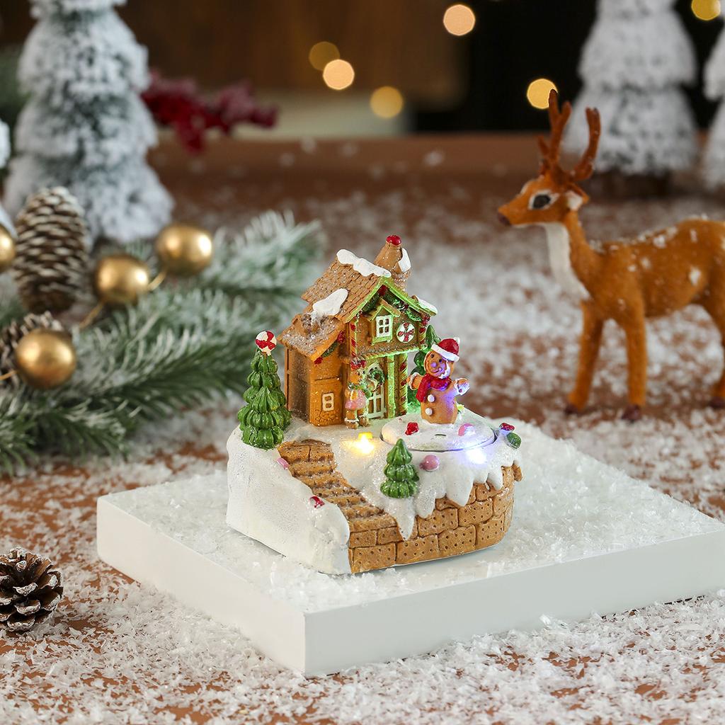 Electric Christmas Music Snow House LED Lights Decorations Luminous Illuminated House Ornament Gifts for Holiday Decor
