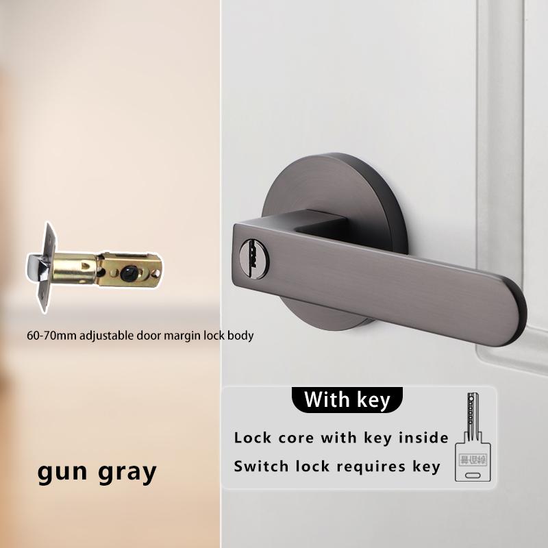Indoor Door Indication Lock Household Keyed Three-lever Handle Lock White Bathroom Occupied or Unoccupied Door Handle
