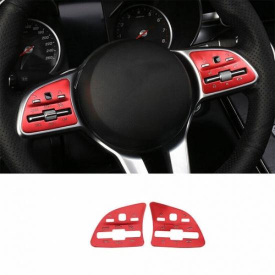 Red Aluminum Steering Wheel Switch Cover Trim For Benz C-Class  -
