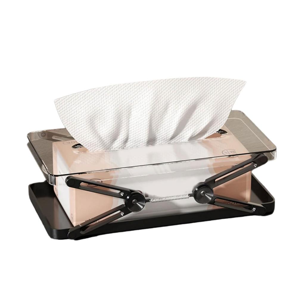 Clear Tissue Box Holder Spring-loaded Tissue Dispenser Transparent Desktop Tissue Box Cover for Home Office Bathroom Car