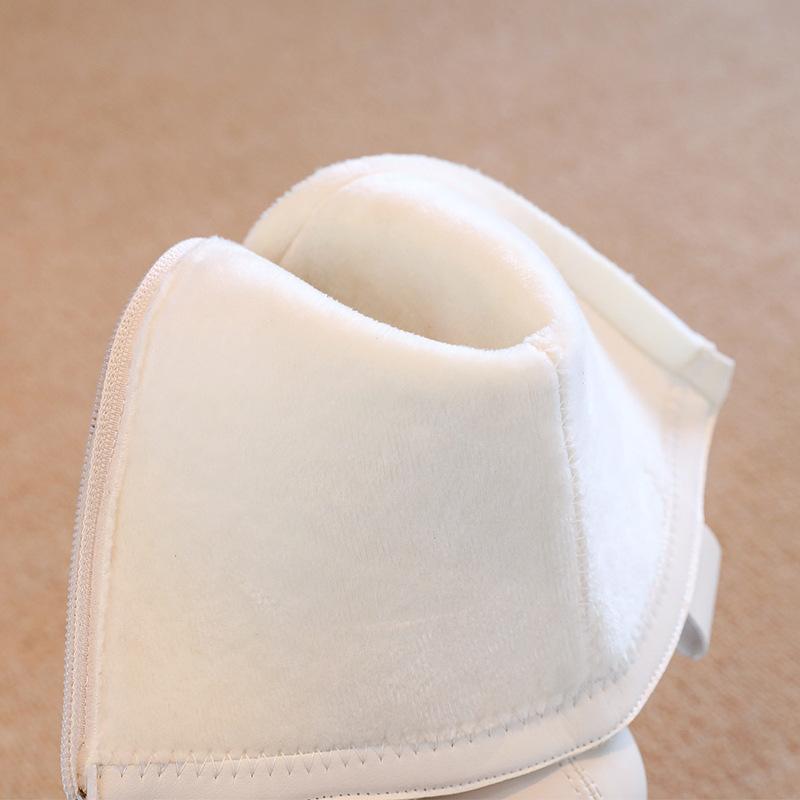 Children's Long and High Boots Winter New Style with Added Fleece Girls' Two Cotton Leather Boots