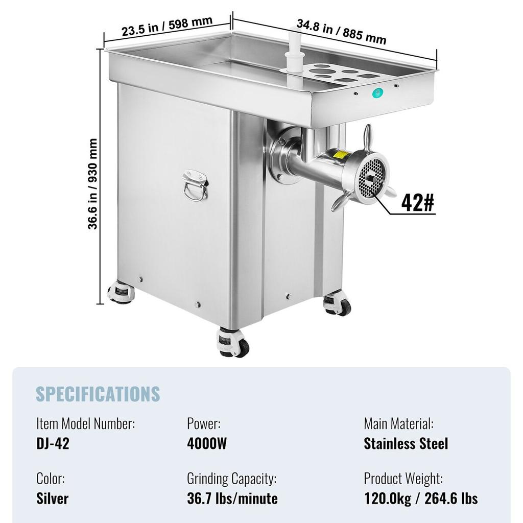 Commercial Electric Meat Grinder 36.7 Lbs/Min Industrial Cabinet Grinder