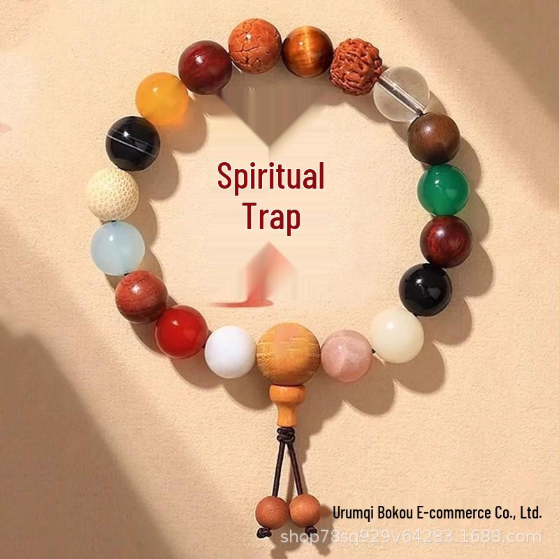 

Браслет из бусин Бодхи Звезда Зодиака Путошань и Луна - 18 бусин Унисекс Подарок 22 cm