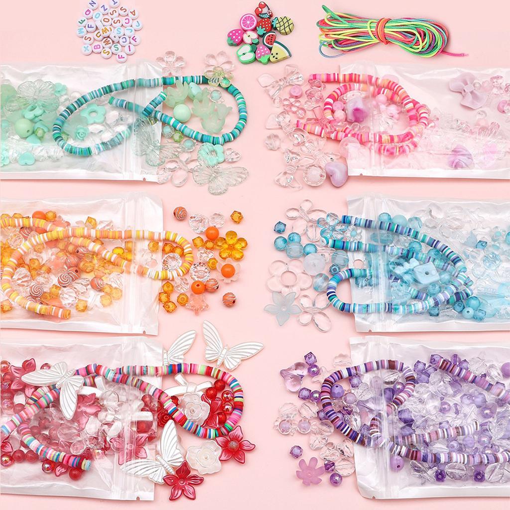 Buntes Perlen Handykette Bastelmaterial-Set Weiche Keramik Acrylperlen Set für DIY Charm Halskette Armband Schlüsselanhänger