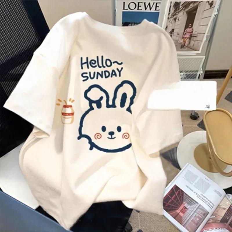 Summer Loose Fit Women s T-shirts Casual Graphic Shirts Casual Short Sleeved Black Female Tee O-neck Harajuku T-shirts M