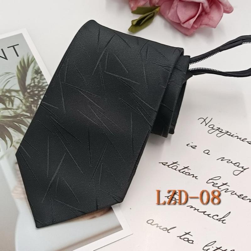 Men's Formal Business Tie with 8cm Zipper, Striped Black Tie, No Knotting Required.