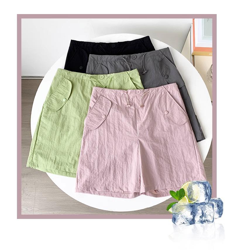 Women's Pink Quick-Dry High Waist Cargo Shorts - Loose, Lightweight, Wide-Leg Summer Sports Pants.