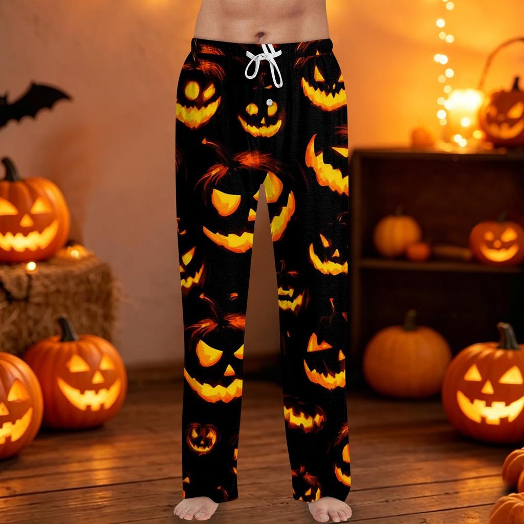 Men's Halloween Print Drawstring Lounge Pants Casual Sleepwear Bottoms Comfortable Fit Relaxed Style