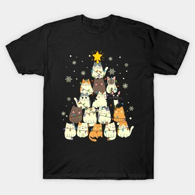 Funny Cats Christmas Tree Made in Australia T-Shirt 3XL