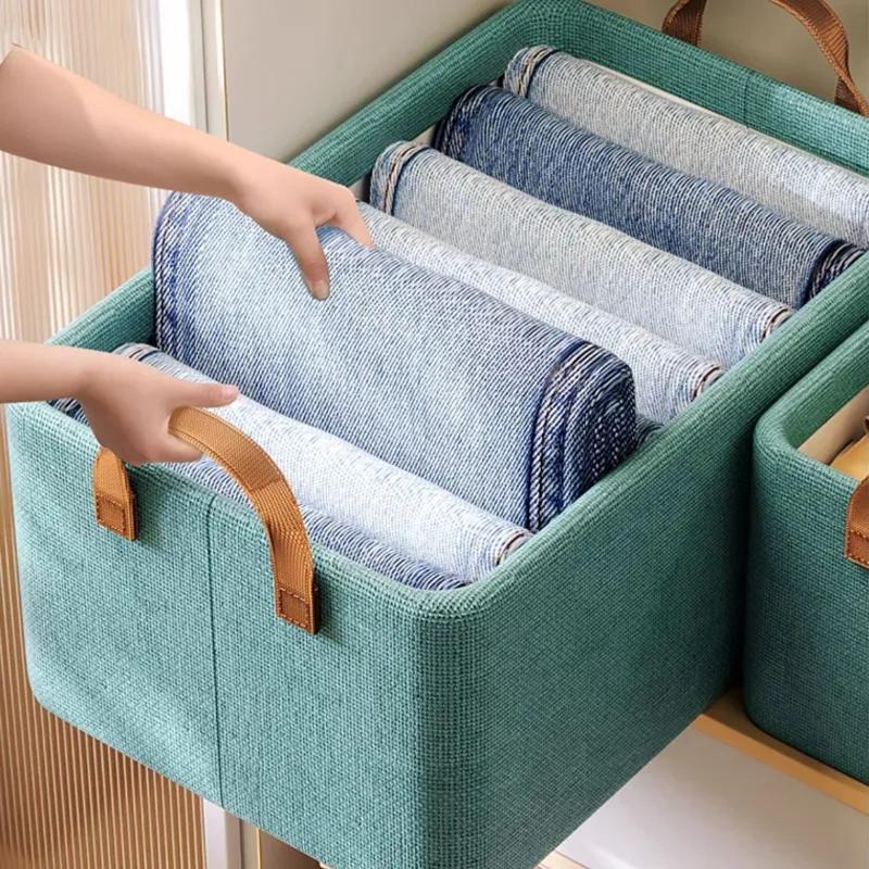 Clothes Storage Box Drawer Style Folding Storage Box Basket Household Wardrobe Layered Artifact Clothes Pants Sorting Boxs And Organizing Ya718