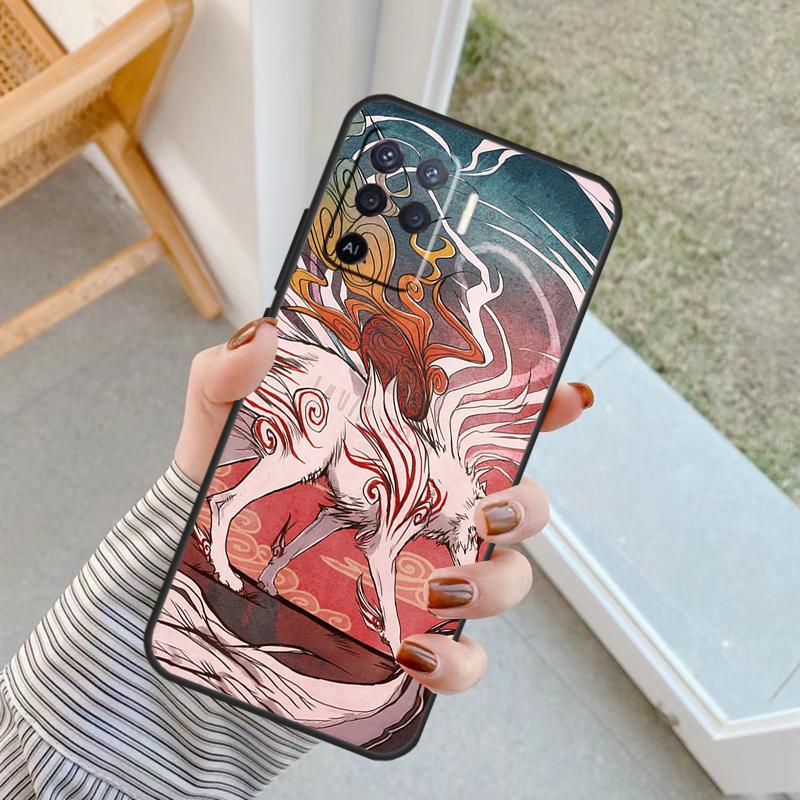 Japanese Style Anime Fox Case For Oppo A94 A74 A54 A80 A60 A40 A18 A38 A58 A78 A98 A96 A76 A16 A15 A17 A57 A77 A5 Pro