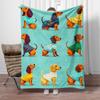Cute dachshund dog wearing clothes pattern cartoon animal design soft flannel throw blanket for pet lovers or children room