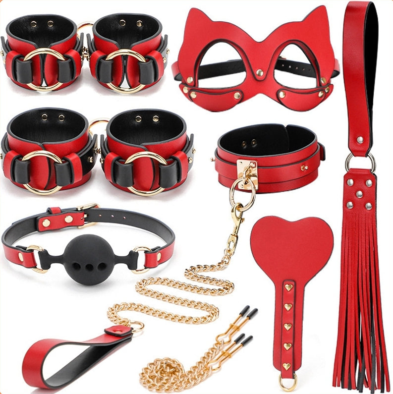 Coffret SM Bondage 8 Pièces Rouge-Noir - Generique - Kit SM